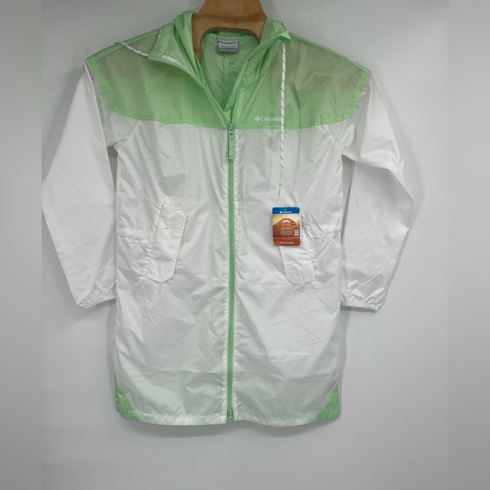 Columbia Women's Flash Challenger‎ Long Windbreaker Jacket Green Size S NWT